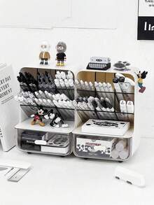 桌面整理器 - 便携式桌面整理器和储物 | 化妆刷收纳整理器 - 高容量笔架，带隔层 + 抽屉，适用于工作、学校和家庭用品，易于插入安装，节省空间，笔，笔，文具，铅笔盒，铅笔袋，学校，大号铅笔盒，办公设备，学校用品，便条纸，可爱装饰，返校，笔，学校用品