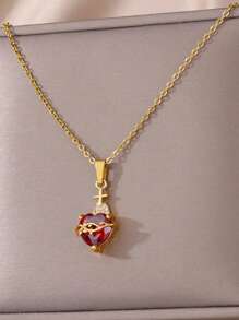 1 pieza Elegante collar con colgante en forma de corazón, cruz y circonita de moda, regalo de joyería perfecto para mujeres, apto para uso diario