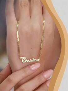 1 Peça Colar Personalizado com Nome em Ouro Rosa 18K, Colar Personalizado com Nome, Joia Personalizada para Ela, Presente Personalizado, Presente do Dia das Mães para a Família, Presente de Aniversário, Presente de Natal, Presente do Dia dos Namorados, Joias e Relógios, Chique de Outono, Chique Utilitário, Romance Delicado, Aparência Glamorosa