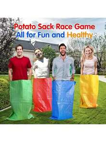 4pcs Outdoor Games Potato Sack Race Bag For Outside Backyard Field Day Jumping Bags Carnival Birthday Party Games - Multicolor - View 9