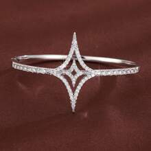 1件 时尚镂空双层四角星设计立方氧化锆镶嵌女式手链 - 彩色 - 查看 6