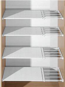 1pc Cabinet No Drill Divider Shelf Storage Organizer, Adjustable Closet Rack For Wardrobe, Cabinet, Shoe Rack, Kitchen Sink Storage Holder - Multicolor - View 1