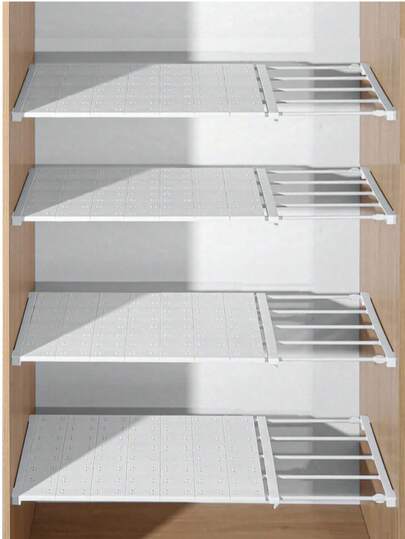 1pc Cabinet No Drill Divider Shelf Storage Organizer, Adjustable Closet Rack For Wardrobe, Cabinet, Shoe Rack, Kitchen Sink Storage Holder