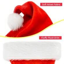1pc Christmas Hat, Adult Holiday Neutral Velvet Comfortable Thick Fur Christmas Hat, Suitable For New Year Holiday Party, Santa Claus Hat Christmas Decorations Home Christmas Gifts Christmas Decor