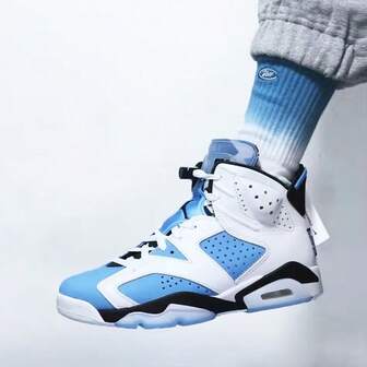Nike 兒童Jordan Air Jordan 6 Retro "University Blue" 皮革 包覆性 防滑耐磨輕便避震 高筒 籃球鞋