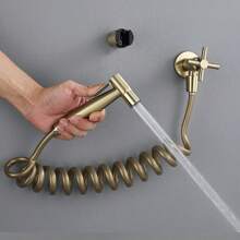 SUS304 Stainless Steel Bidet Shower Hygienic Shower Wall Toilet Bidet Sprayer Cold Water Brushed Gold Handheld Toilet Bidet Sprayer