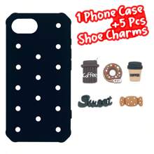 Pelly Piggy Coque de téléphone personnalisée DIY avec breloques en forme de chaussures, en silicone souple anti-chute, design aéré personnalisé pour 13/14/15 Pro Max Plus 16e