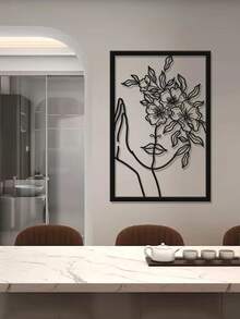 1 件抽象女性线条金属装饰壁挂艺术品，个性化艺术空心铁艺墙画，适用于家庭白墙、客厅、餐厅、卧室、浴室、情人节礼物