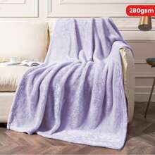 بطانية فاخرة من الفلانيل البنفسجي الفاتح - بطانية ناعمة وفاخرة ودافئة من الأقمشة الفاخرة المخملية 280 جم/م2، مناسبة للسرير والأريكة والأريكة - مثالية للياالي الشتوية الباردة والاسترخاء