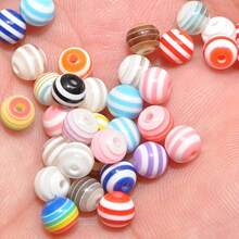 100 peças de contas de acrílico coloridas de 8 mm com listras de zebra, adequadas para colares e pulseiras, acessórios para artesanato de joias
