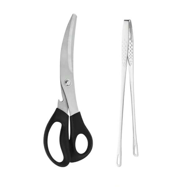 1 pieza Tijeras de cocina de acero inoxidable para parrilla, Tijeras resistentes para aves de corral para BBQ, Tijeras de carne estilo coreano