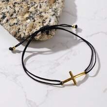 简约黑色和枪色十字风格不锈钢磨砂吊坠，百搭欧美风格珠宝配饰