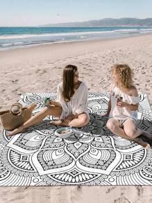 1pc New Outdoor Waterproof Anti-Sand Digital Printed Picnic/Beach Blanket, Fashion And Fresh Pattern, Suitable For Camping And Picnics