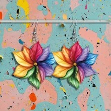 1 paire Boucles d'oreilles pendantes élégantes en acrylique motif tournesol pour femme, délicates boucles d'oreilles pendantes florales, légères et à la mode, double face, couleurs vives, style bohème, cadeau raffiné pour femme, festivals, été