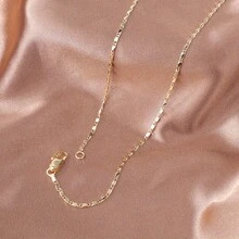 1 Piece 2mm Flat 18K Gold Plated Punk Necklace, Unisex DIY Link Chain Jewelry, Party Accessories, Avant-Garde Design, Simple Style High-Quality Plating, Unique Item, Unisex Fashion Accessories, Men's  Accessories - 24 inch 61cm - Xem 2