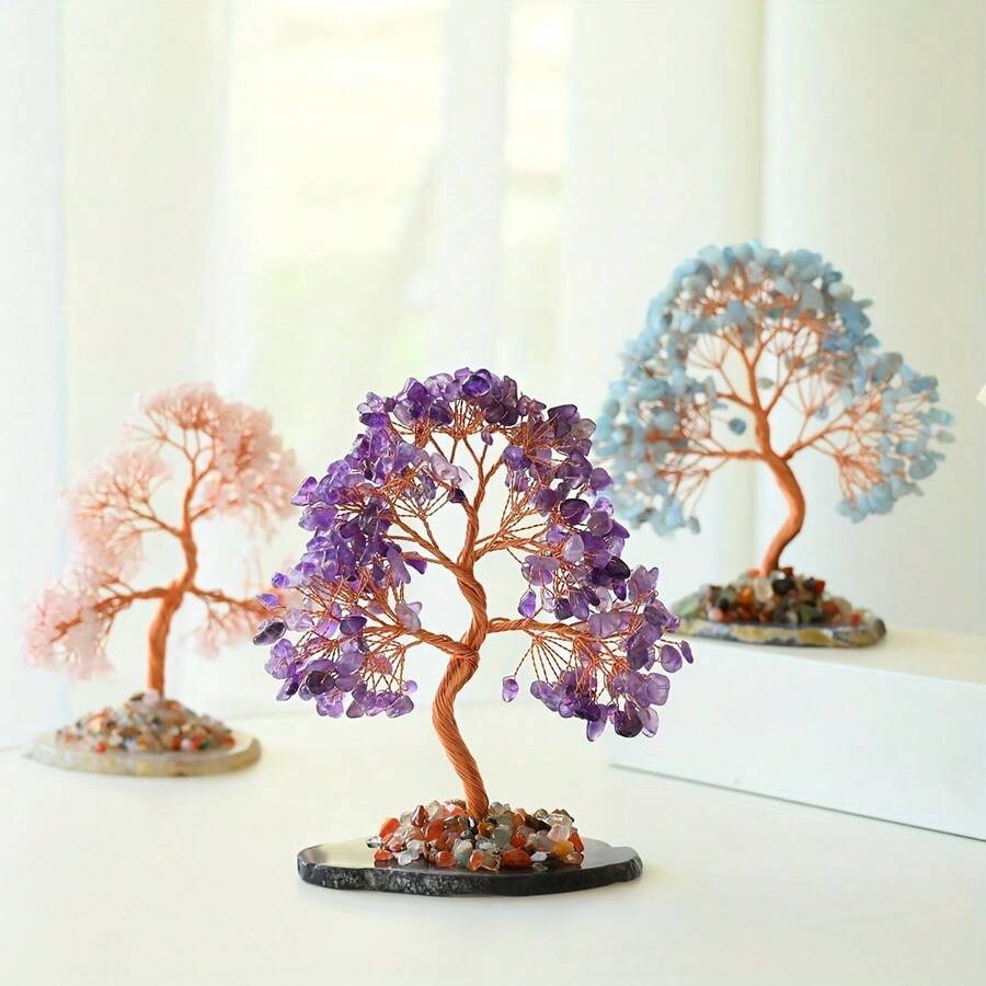 Crystal Tree Of Life - Crystal Tree - Colorful Crystal Tree Home Culture Gemstone Tree - Money Tree - Home Decoration - Thoughtful Gift For Family And Friends Home Gift - Purple - View 1