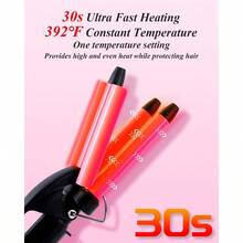 Mini Hair Crimper 1 2 Inch Small 3 Barrel Curling Iron Hair Waver Dual Voltage For Home And Travel Triple Ceramic Tiny Barrels Create Natural Tight Beachy Waves Pink - 如圖 - 查看 5
