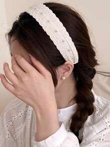 2条装女士法式优雅柔美百搭波西米亚风蕾丝仿珍珠宽发箍，适合日常佩戴，也适合居家、学校、海滩、办公室、派对、节日、生日、返校、新年、情人节、母亲节、婚礼、音乐节、毕业典礼、暑假等场合。可作为沙滩配饰、发饰、发带、发箍等，是女士头饰的理想之选。 - 彩色 - 查看 6