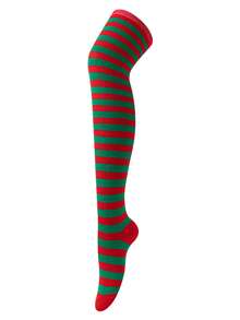 1 Pair Thigh High Socks, Anime Cosplay Role Play Style Striped & Solid Colors, Fall Socks - Multicolor - View 18