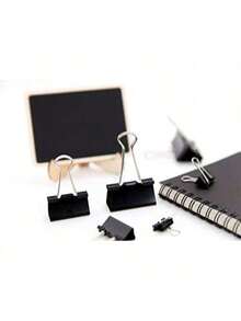 12pcs Black Binder Clips, Creative Stationery Clips For Office, Students, Tea Bags, Assorted Sizes To Meet Different Needs - Multicolor - View 2