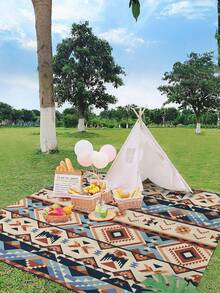 1 件新款户外防水防沙数码印花野餐垫/沙滩巾，款式时尚清新，适合户外露营和野餐 - 彩色 - 查看 7