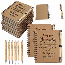 2 件/套、12 件/6 套、20 件/10 套员工答谢礼品套装 - 包括激励竹圆珠笔和螺旋笔记本、员工感谢笔记本迷你螺旋灵感笔记本答谢礼品批发圣诞礼物，适合志愿者、教师、护士、团队建设、生日、退休、节日办公室答谢礼物（20/12/2 件） - 彩色 - 查看 11