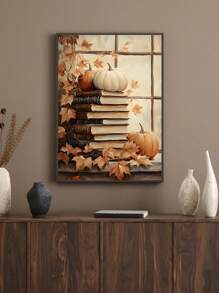 1 幅黑暗城堡趣味鬼魂阅读万圣节南瓜秋季海报帆布画墙艺术画家居装饰适用于客厅卧室浴室办公室和其他家居装饰，无框