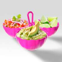 Salsera triple colores 250 ml 3 compartimentos plástico accesorios cocina mesa presentación para salsas aderezos snacks resistente fácil limpiar diseño práctico fiestas - Multicolor - Ver 7