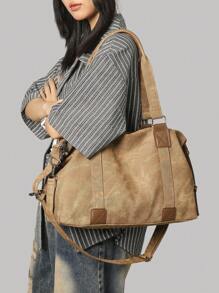 New Vintage Short Trip Bag, Fashion Versatile Large Capacity Waterproof Shoulder Bag, Student School Campus Messenger Bag, Minimalist Couple Handbag Bag For School School Accessories School Stuff