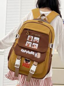New Large Capacity Campus Style Kabibba Student Backpack, Fashionable And Cute, High Cost Performance Student Schoolbag.Ladies' College Style Nylon Student Backpack; Large Capacity Student Canvas Campus Travel Bag; Lightweight Campus Shoulder Bag; Laptop Bag. Suitable For High School And University' Back-To-School Backpack.