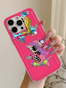 SPONGEBOB 1pc Soft Spongy Bubble Minimalist Transparent Cartoon Series Phone Case Compatible With GalaxyS22/S23/S24Ultra/IPhone13/14/15/16PRO,Original Handdrawn Soft Protective Shell, Anti-Drop Design, Ideal Gift For Girlfriend