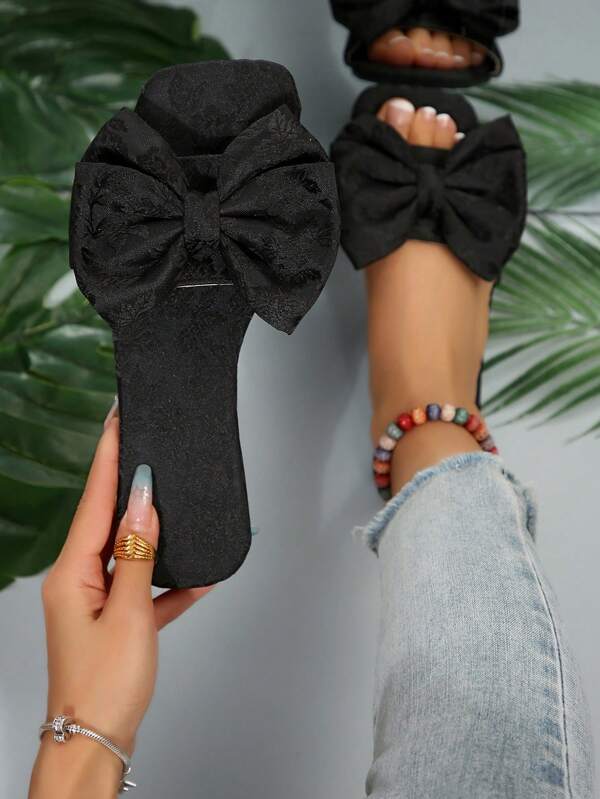 Sandalias deslizantes con lazo, sandalias de moda para mujer con tira, punta abierta para playa, antideslizantes con estilo de mariposa para exteriores, citas, caminar, playa, vacaciones
