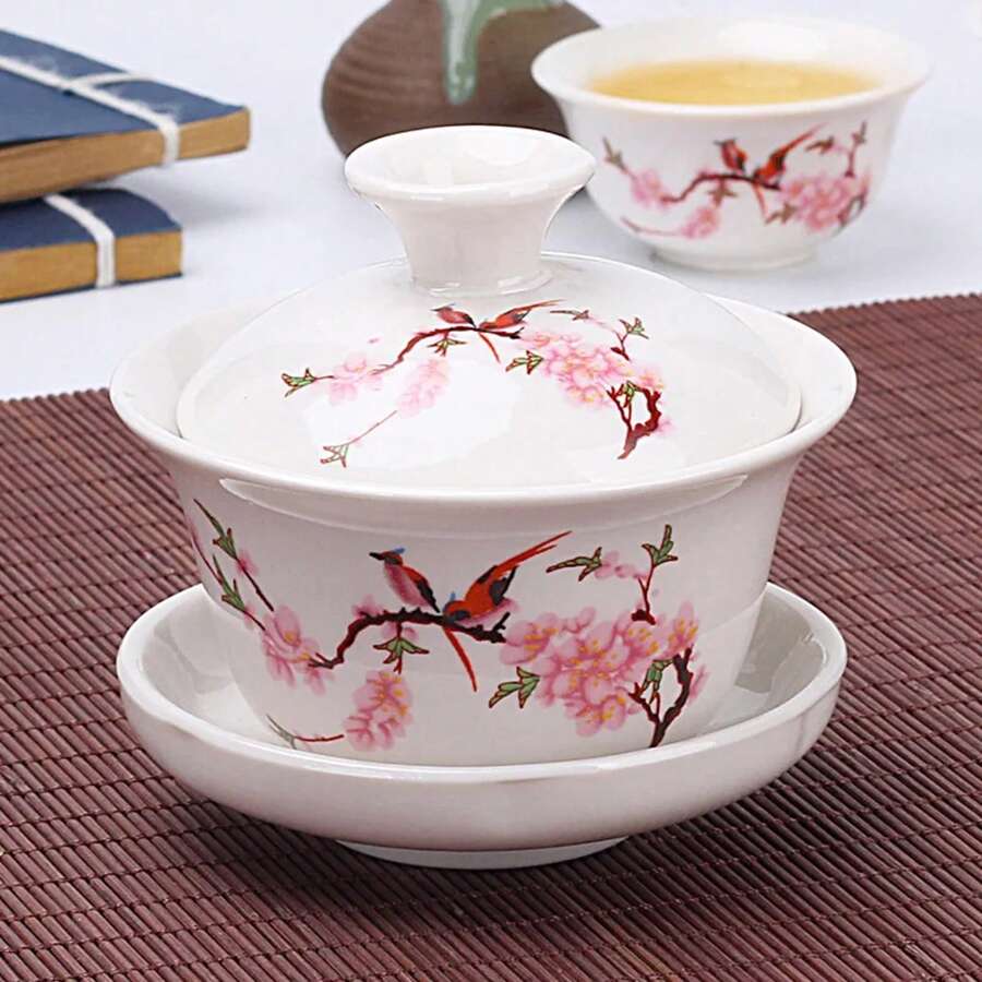 Traditional Gai Wan Tea Set Bone China Tea Sets Dehua Gaiwan Tea ...