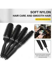 圆柄卷发梳，直发斜纹梳，圆筒卷发梳，尖尾美发造型工具，返校季，旅行度假必备，女士美发配件，梳子，发刷，边缘梳，解结梳，球形梳，迷你发刷，发刷套装，木梳，发刷套装，梳子，卷发梳，解结梳，女士发刷，头发，旅行，美发产品，美发工具，美发用品，理发师，理发配件，理发店，美发设备