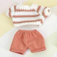 Nuevo accesorio de llavero con suéter de punto a rayas adecuado para ropa de muñeca Labbubu de 17 cm, regalo para fiesta de cumpleaños infantil