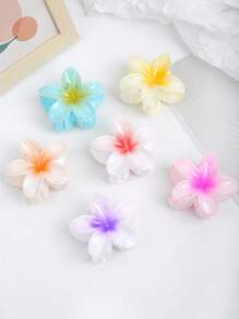 6pcs Colorful Floral Hair Clips, Minimalist Fresh Flower Claw Clips, Suitable For Daily And Beach Use, Spring/Summer