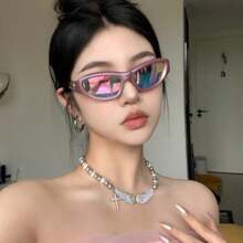 1pc Y2K Style Retro Aesthetic Sporty Sunglasses, European And American Fashion Look Shade Going Out Outfit Outdoor Beach Seaside Vacation And Gift For Family And Friends