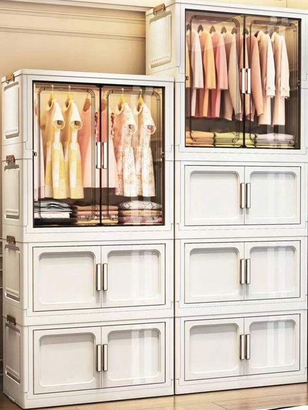 5/4/3/2/1 Layer Simple Folding Wardrobe Closet, Clothes Storage Cabinet For Bedroom, Living Room, Rental Apartment OrganizationFor Women Storage Organizer Travel Essentials Back To School Dormitory Storage