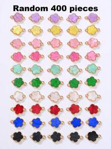 5/10/20/30/50/100/200/300/400/500 piezas Colgante con flor de cuatro hojas elegante de varios colores con dos agujeros, apto para hacer collares, pulseras, pendientes, llaveros, charms de teléfono, joyería de regalo para parejas