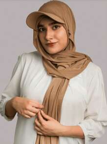 1 Stück Klassisches einfarbiges Kopftuch für Damen, All-in-One Turban-Mütze im Mittleren Osten Stil, vielseitig und modisch Baseball Hijab Hut mit UV-Schutz für den täglichen Gebrauch