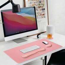 Large Mouse Pad Desk Dad, 4-In-1 Keyboard Wrist Rest Pad & Wrist Support Mouse Pad Set, Extended Desk Pad Waterproof Desk Home Office Study Game-Blue Marble - Pink - View 7
