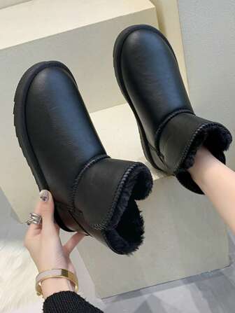 1 Pair Plus Size Unisex Camouflage Winter Snow Boots, Waterproof, Fashionable & Versatile Mid-Calf Winter Shoes, Slip-On, Warm For Men And Women