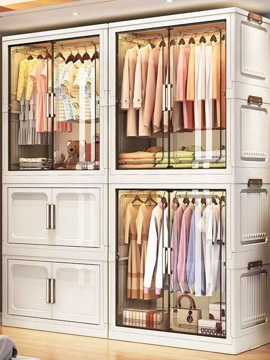 5/4/3/2/1 couche Armoire pliante sans installation, Armoire de rangement renforcée, Armoire à vêtements pour la maison, la chambre, bébé/enfants - Multicolore - Voir 1