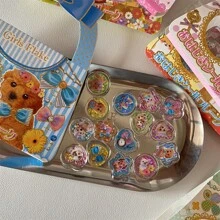 15pcs Y2k Crystal Marbles Stickers 3d Laser Sparkling Heart-Shaped Animal Mobile Phone Case Stickers School Supplies, Back To School