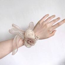 1pc Valentine's Rose Wrist Corsage, Gift, Wedding Decoration, Bridal And Bridesmaids Accessory, Wedding Birthday Party
