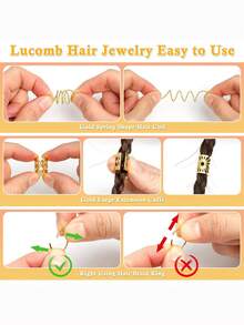 50 pezzi Anelli per capelli traforati, perline decorate per dreadlocks, fermagli per trecce, accessori decorativi in metallo per acconciature con dreadlock