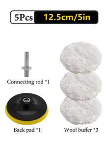 5pcs 4/5/6 Inch Car Detailing Self-Adhesive Polishing Pads, Polishing Set Polishing Pad, Wool Buffing Pad For Car Body Detailing, Polishing, Washing,Car Accessories - White - View 7