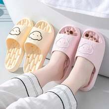 Zapatillas Planas de Verano EVA para Mujeres y Hombres, Zapatillas de Masaje Cómodas para Parejas, Sandalias de Ducha para Baño Interior, Zapatillas Transpirables para Hombres - Negro - Ver 2