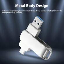 2-In-1 USB Flash Drive 128GB 256GB USB High Speed U Disk, 256gb Type-C Metal Pen Drive For PC/Laptops/Tablets/Mobile PhonesCar Audio/Game Console/Audio