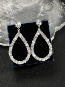 1 Pair Of Rhinestone Sunflower Droplet Pendant Earrings,Suitable For Giving Gifts To Parties, Parties, Festivals, And Other Parties